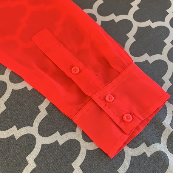 American Eagle Outfitters Button Down Neon Sheer Blouse - Picture 11 of 12